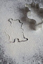 Silhouette of a Christmas cookies cutter in powdered sugar - SBDF000366