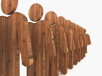 Figurines made of wood in a row, illustration - UWF000006