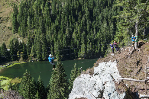 Austria, Salzburg State, Altenmarkt-Zauchensee, family at via ferrata - HHF004701