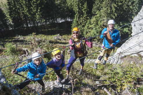 Austria, Salzburg State, Altenmarkt-Zauchensee, family at via ferrata - HHF004706