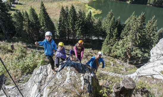 Austria, Salzburg State, Altenmarkt-Zauchensee, family at via ferrata - HHF004707