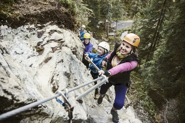 Austria, Salzburg State, Altenmarkt-Zauchensee, family at via ferrata - HHF004709