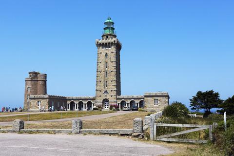 France, Bretagne, Cap Frehel, Old lighthouse stock photo
