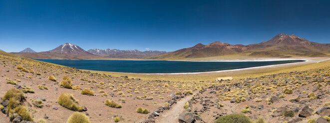 Südamerika, Chile, Atacamawüste, Laguna Miscanti, im Hintergrund die Anden - STSF000230