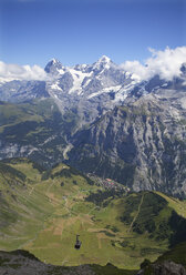 Schweiz, Berner Oberland, Schiltenhornbahn mit Welterbe Jungfrau-Aletsch-Bietschhorn - WWF002957