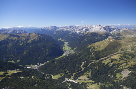 Italien, Trentino, Belluno, Blick vom Sass Pordoi, lizenzfreies Stockfoto