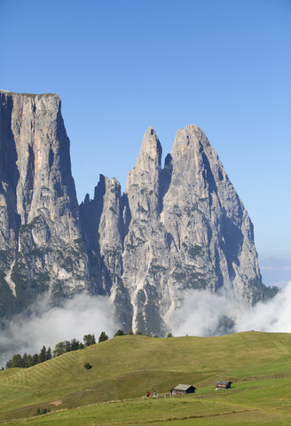 Italien, Südtirol, Seiseralm und Schlerngruppe, lizenzfreies Stockfoto