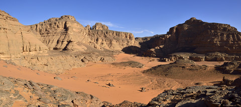 Algerien, Sahara, Nationalpark Tassili N'Ajjer, Schlucht von Tiseteka, lizenzfreies Stockfoto