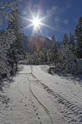 Österreich, Tirol, Eng, Großer Ahornboden, schneebedeckte Landschaft - GFF000374