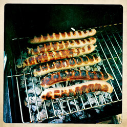 Sausages on the grill, charred, Berlin, Germany - ONF000247
