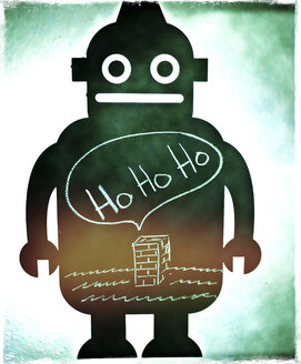 Chalkboard in robot form, Santa Claus in chimney - HOHF000303