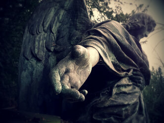 Cologne, North Rhine-Westphalia, Germany, angel statue reaches out, Tomb, Melatenfriedhof - JATF000541
