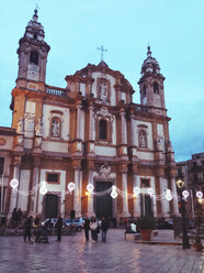 Church falling on blue hour, Palermo, Sicily, Italy - MEAF000096