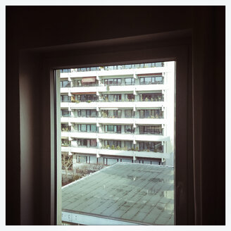 Blick aus dem Fenster, Urbanität, Hochhaus, 70er Jahre, Architektur, Tristesse, Neuhausen, München, Bayern, Deutschland - GSF000648