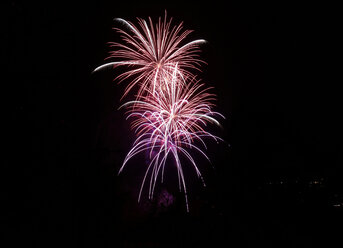 Rosa und weißes Feuerwerk am schwarzen Himmel - SLF000244