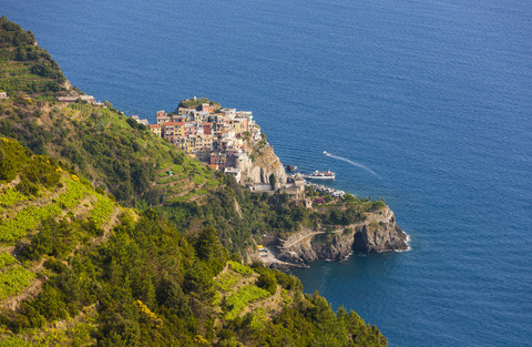 Italien, Cinque Terre, Blick auf Manarola, lizenzfreies Stockfoto