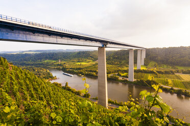 Deutschland, Koblenz, Blick auf die Autobahnbrücke Moselviadukt über das Moseltal - WDF002163