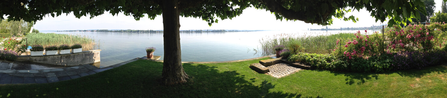 Panorama of garden on the shores of Lake Constance, Switzerland, Thurgau, Ermatingen - JEDF000071