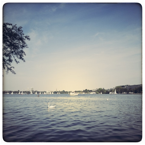 Germany, Hamburg, view of the outer Alster stock photo