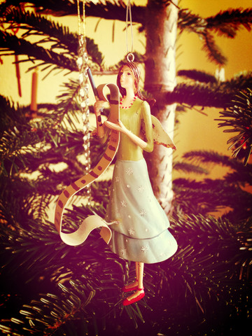 Angels in the Christmas tree stock photo