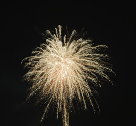 Germany, Bavaria, Kochel am See, fireworks at night sky - LAF000470