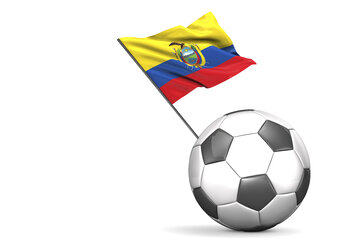 Fußball mit Flagge von Ecuador, 3D-Rendering - ALF000110