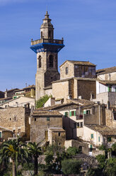 Spain, Balearic Islands, Mallorca, Valldemossa, S'Arxiduc, Church spire - THA000021