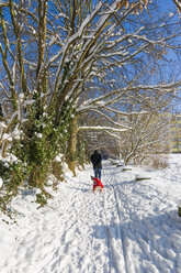 Father and son on the move with sledge - MJF000785