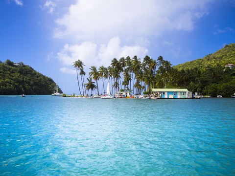 Karibik, Antillen, Kleine Antillen, St. Lucia, Marigot Bay, lizenzfreies Stockfoto