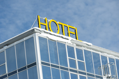 Germany, Baden-Wuerttemberg, Feldberg, Hotel sign stock photo