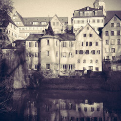 Germany, Baden-Wuerttemberg, Tuebingen, Neckar front, Old Town with Hoelderlinturm - LVF000552