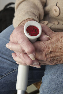 Hands of senior woman on a crutch - JATF000664