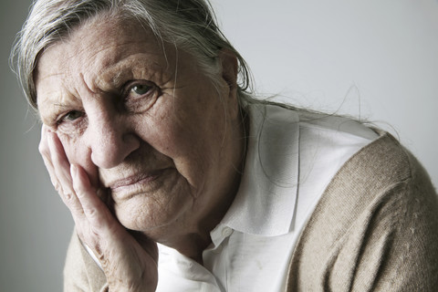 Portrait of senior woman stock photo