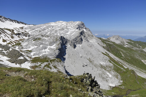 Österreich, Vorarlberg, Berg Ratschenfluh in der Madrisa-Gruppe, Blick in die Schweiz - SIEF005038