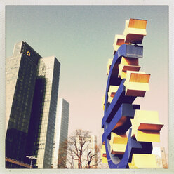Big Euro symbol and skyscrapers, European Central Bank, Frankfurt, Hesse, Germany - MSF003255