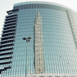 Reflection of the Exhibition Tower in Castor (Castor and Pollux in the Gallus district) Frankfurt, Hesse, Germany - MSF003268