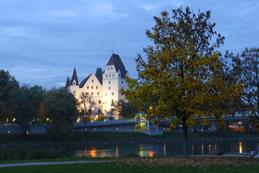 Germany, Bavaria, Ingolstadt, New Castle at Danube river and Klenzepark the evening - LB000540