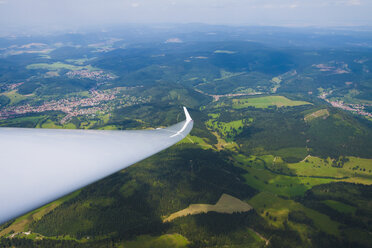 Germany, Bavaria, Rhoen, part of glider wing, aerial view - WDF002282
