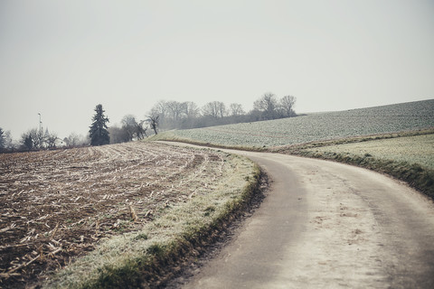 Germany, Baden-Wuerttemberg, Lienzingen, field path in winter stock photo