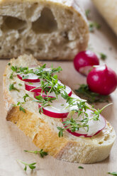 Baguette mit roten Radieschen, Kresse und Schnittlauch - SARF000236