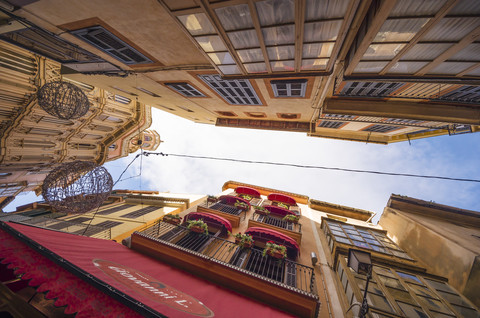 Spain, Majorca, Palma, House fronts stock photo