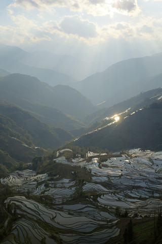 China, Yunnan, Yuanyang, Rice terraces stock photo