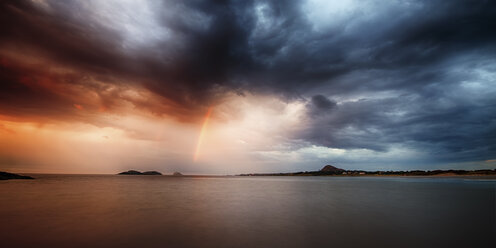 UK, Scotland, East Lothian, North Berwick, rainbow at sunset - SMA000180
