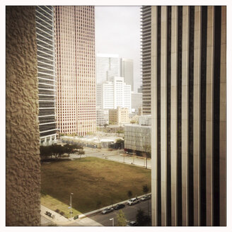 View from Crowne Plaza Hotel at Smith Street toward Louisiana Street, Downtown Houston, Texas, USA - ABAF001250