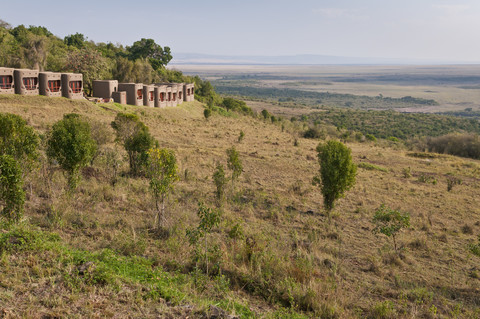 Afrika, Kenia, Blick von der Mara Serena Safari Lodge im Maasai Mara National Reserve, lizenzfreies Stockfoto