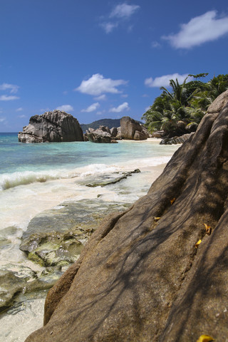 Seychelles, La Digue, beach landscape stock photo
