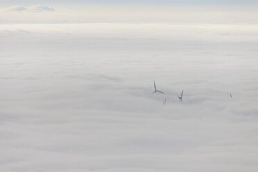 Germany, Baden-Wuerttemberg, Black Forest, wind turbines befogged - LAF000607
