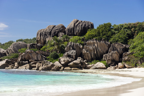 Seychellen, La Digue, Strand Grand Anse, lizenzfreies Stockfoto