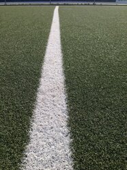 Line on green soccer field, Bonn, North Rhine-Westphalia, Germany - MEAF000204