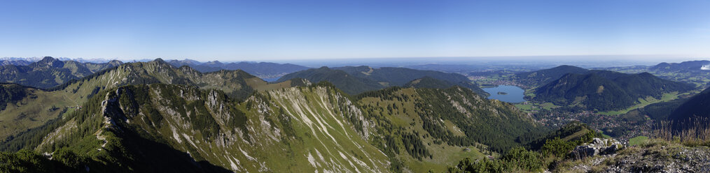 Germany, Upper Bavaria, Panoramic view from Brecherspitz over Mangfall Mountains - SIEF005069